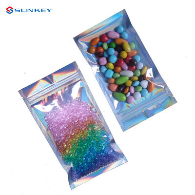 Food Waterproof Moisture Proof Mylar Bags Custom With Zipper Holographic Packaging Bag