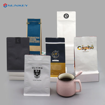 Bolsos de café abonablees de empaquetado inferiores planos del bolso del café del té con la válvula y la cremallera