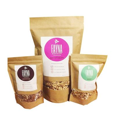 El acondicionamiento de los alimentos que se puede volver a sellar biodegradable con el papel de Kraft de la ventana se levanta la bolsa